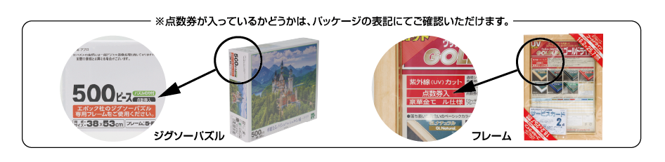 点数券が入っているかどうか、パッケージの表記でわかります。